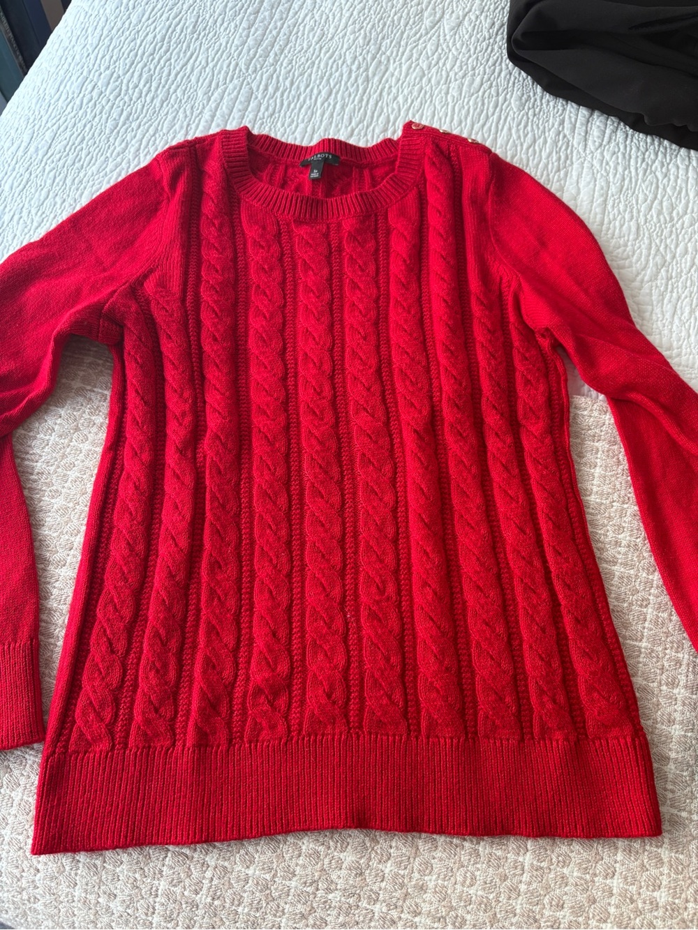 Talbots Red Cable-Knit Crewneck Sweater